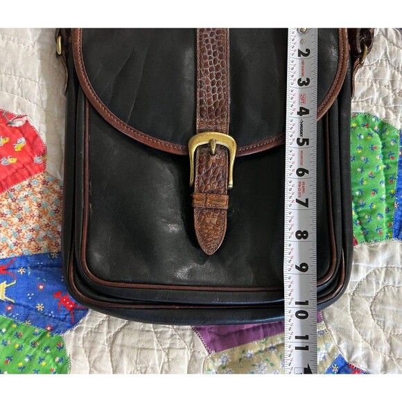 Vintage Brahmin 80's Black/Brown croc strap leather crossbody bag - Picture 11 of 13